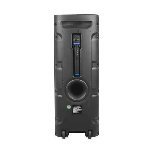 Boxă Portabilă AT PERFORMANCE® 12100W cu Lumină RGB, Bluetooth, USB, Karaoke, MP3, TF, WiFi, Acumulator și Mâner – Woofer 10", Neagră
